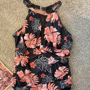 Floral One-Piece Bathing Suit - Size Small/Medium